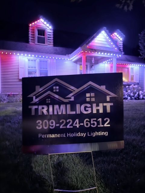 Home roofline lit in programmable RGB color